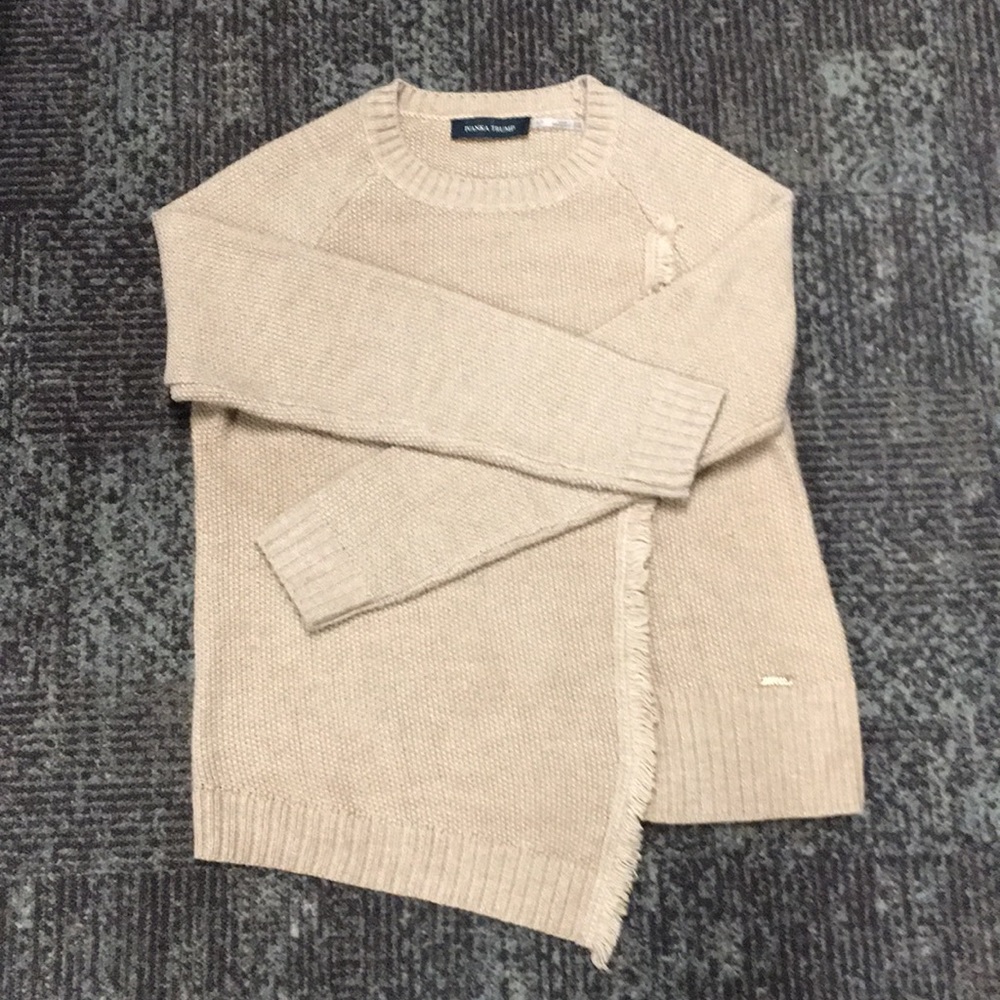 Final reduction! Ivanka Trump camel fringe sweater